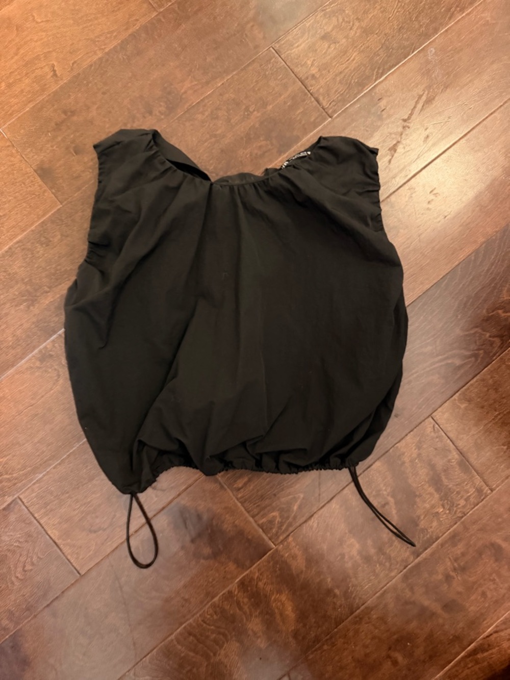 Zara Black Ruffle-Shoulder Drawstring Tank - Picture 4 of 4
